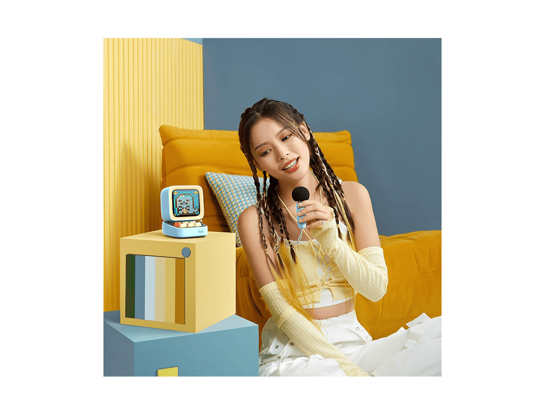 Divoom Ditoo-Mic Bluetooth Speaker with Karaoke Microphone - Blue in Qatar Divoom Ditoo-Mic Bluetooth Speaker with Karaoke Microphone - Blue in Qatar